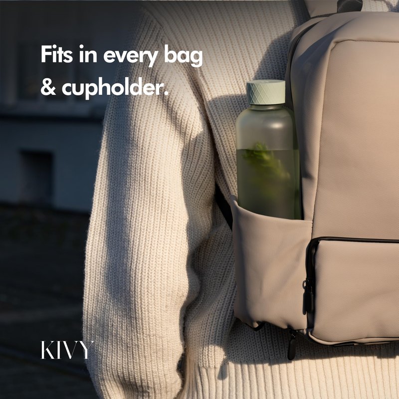 KIVY Slim Water Bottle 32oz [Lightweight & Shatterproof] Fits Backpack & Cupholder for Travel, Sports, School, Gym - Dark green - Gym water bottle screw top - Dishwasher Safe