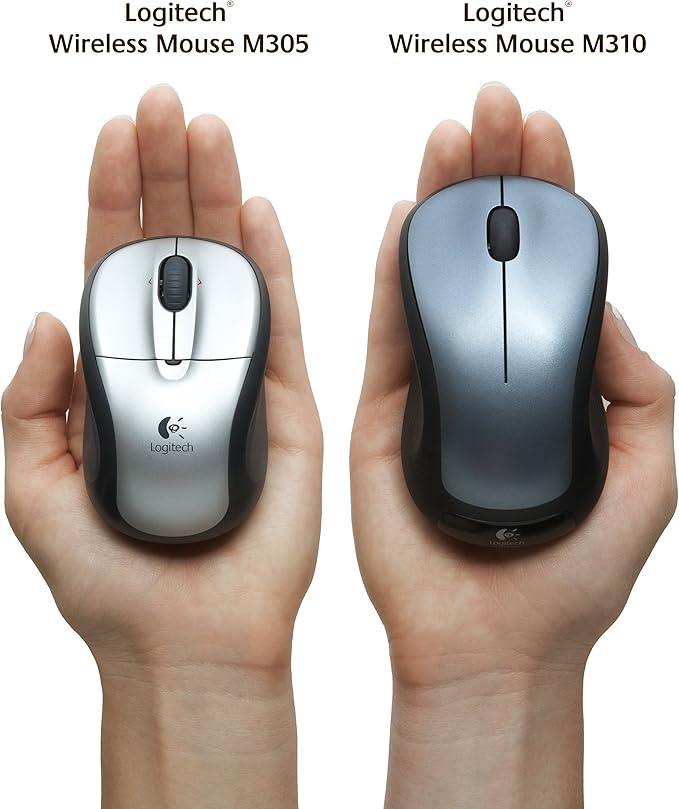 Logitech 2.4GHz Wireless Laser Optical Computer Mouse with Ambidextrous Design, 3 Buttons, M310, Silver (Renewed)