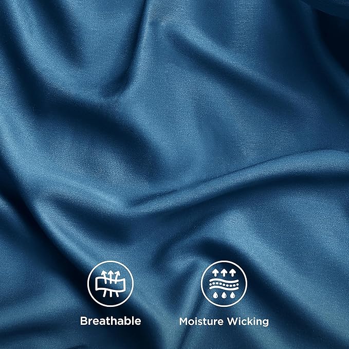 Bedsure Full Size Bed Sheets, Cooling Sheets, Rayon Derived from Bamboo, Breathable & Soft, Deep Pocket Up to 16 Inches, Hotel Luxury Silky Bedding for Hot Sleepers, Teal