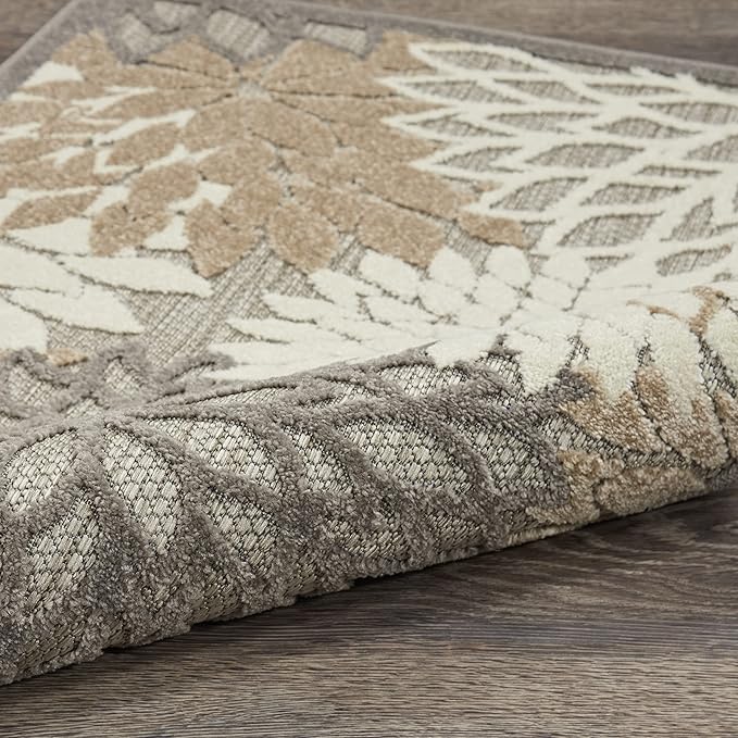 Nourison Aloha Indoor/Outdoor Area Rug 2'3" x 8', Natural, Runner Tropical Botanical Easy-Cleaning Non Shedding Bed Room Living Room Dining Room Deck Backyard Patio