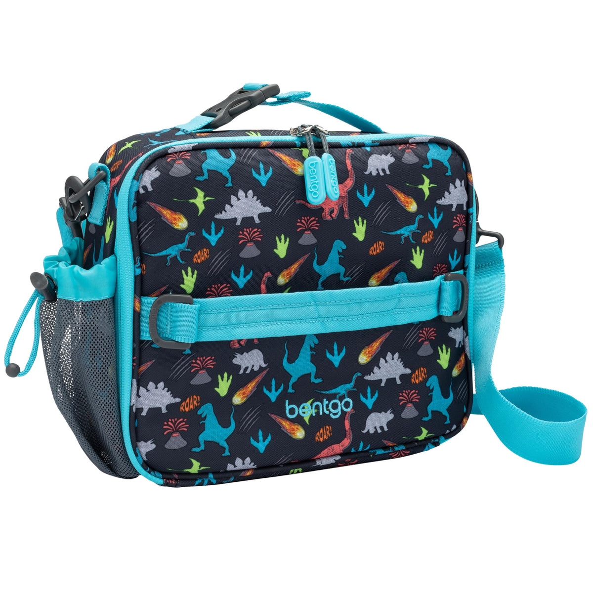 Bentgo Kids Lunch Bag - Durable, Double-Insulated Lunch Bag for Kids 3+; Holds Lunch Box, Water Bottle, & Snacks; Easy-Clean Water-Resistant Fabric & Multiple Zippered Pockets (Dinosaur)