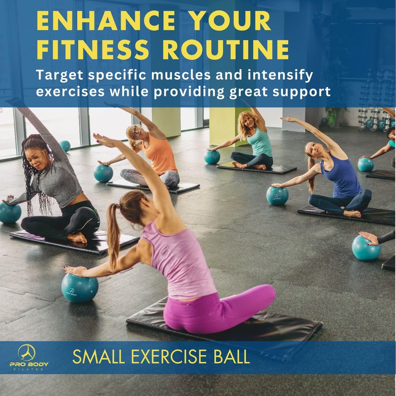 ProBody Pilates Small Exercise Ball - 9 Inch Workout Ball for Stability, Barre, Yoga, Core & Physical Therapy, Home Gym & Office Use (Teal)