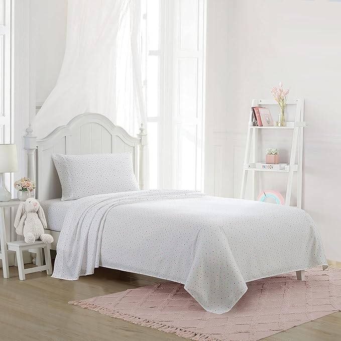 Laura Ashley Kids - Full Sheets, Soft Wrinkle-Resistant Toddler Bedding Set, Fun & Whimsical Bedroom Decor, Ideal Girl Room Essentials (Confetti Pink, Full)