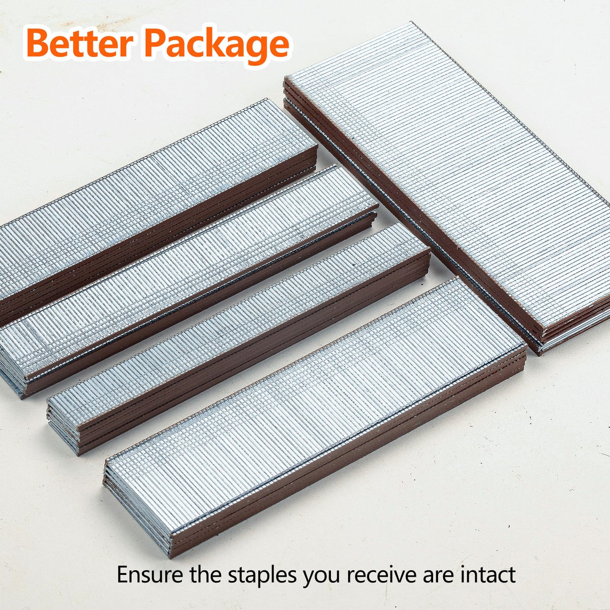 SITLDY 18 Gauge Galvanized Brad Nails Brown T-head 5 Sizes 1500-Pack (5/8"+3/4"+1"+1-1/4"+2"),300 per size, Assorted Size Project Pack, for Pneumatic, Electric 18GA Brad Nailer Gun