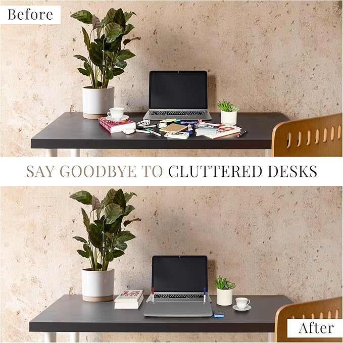 Birch Small Desktop Whiteboard – Glass Dry Erase Board Desk Pad Keyboard Stand with Storage Compartment, Adjustable Dividers, 3 Markers & Marker Holder – Perfect for Office, Home, & School (Charcoal)