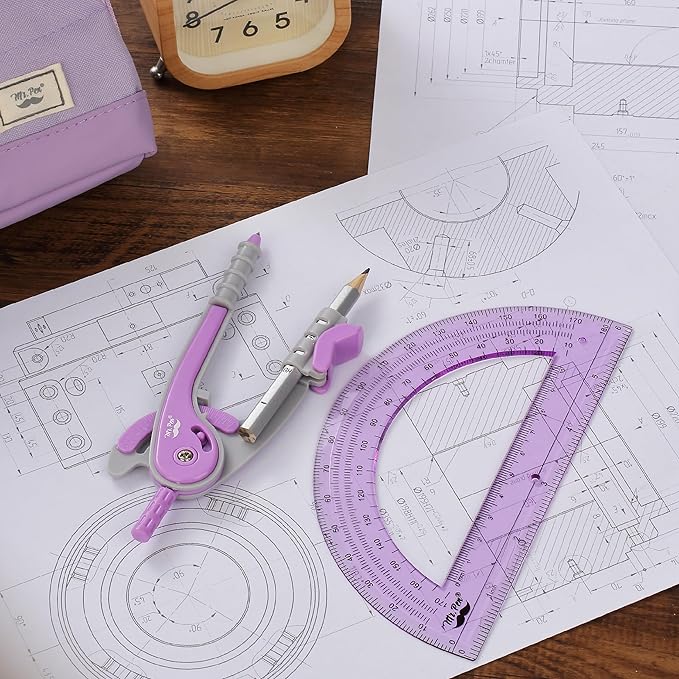 Mr. Pen- Compass and Protractor Set, Math Compass for Geometry and Drawing