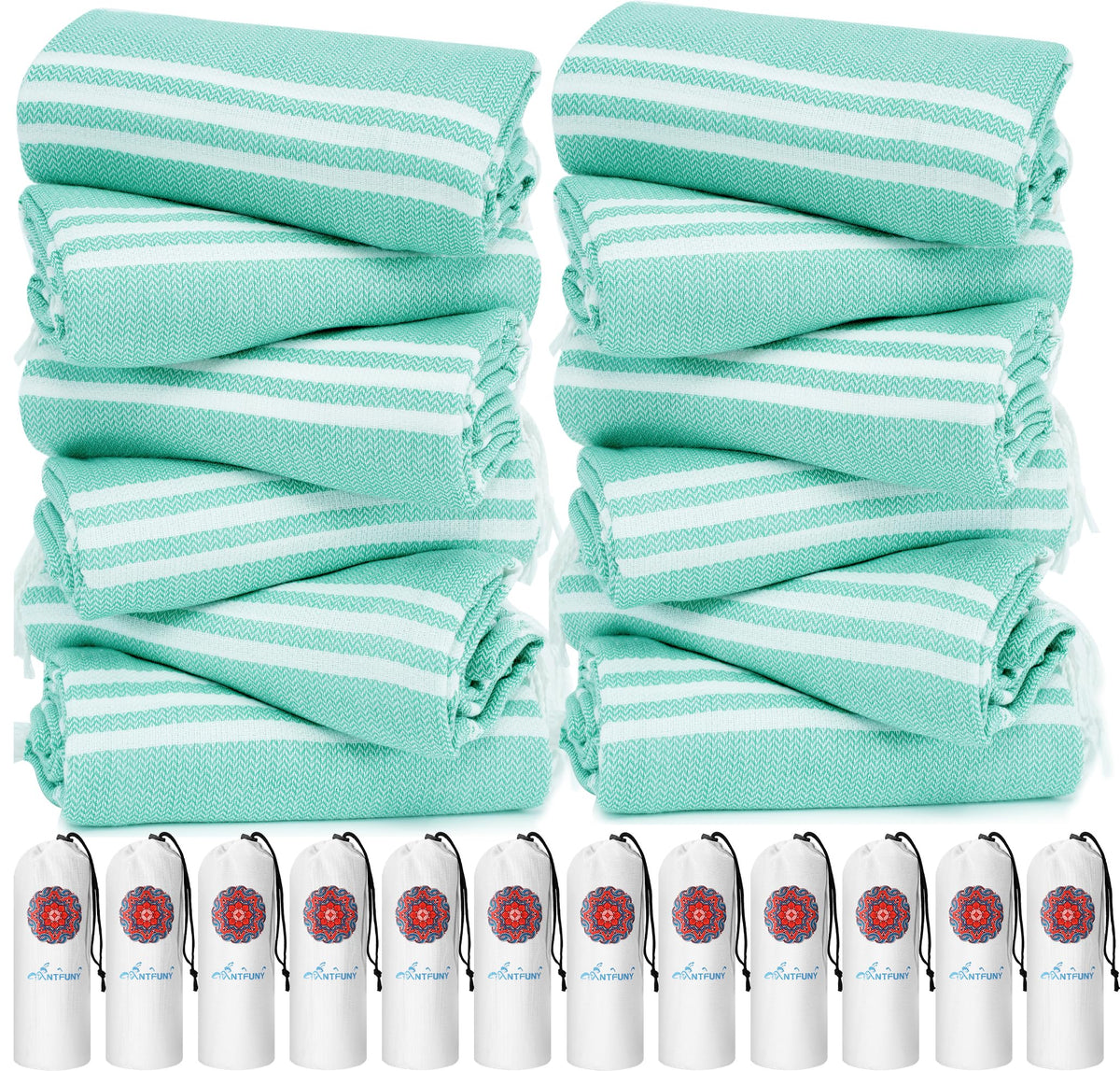 Antfuny 6 Packs Turkish Beach Towels Yoga Blanket Gym Workout Towel Mens Birthday Gift Ideas for Father Day Dad Husband Brother Uncle Son Daughter Boyfriend Male Boss Grandpa Him Appreciation Navy