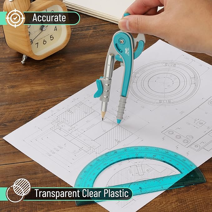 Mr. Pen- Compass and Protractor Set, Math Compass for Geometry and Drawing
