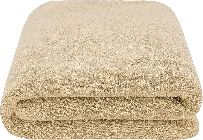 American Soft Linen Oversized Bath Sheet 40x80 Extra Large for Bathroom, 600 GSM 100% Cotton Turkish Jumbo Bathsheet Towels for Adults, Beige Bath Sheet