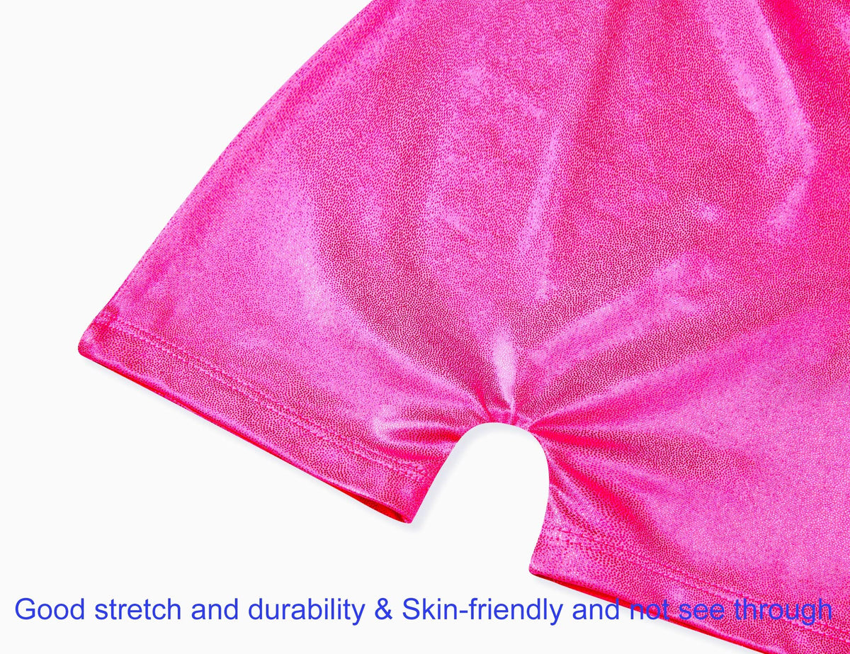 Domusgo Girls Gymnastics Leotard Size 5-6 Years Old Kids Dance Unitard Rose Workout Bodysuits Gym Shiny Tank Activewear
