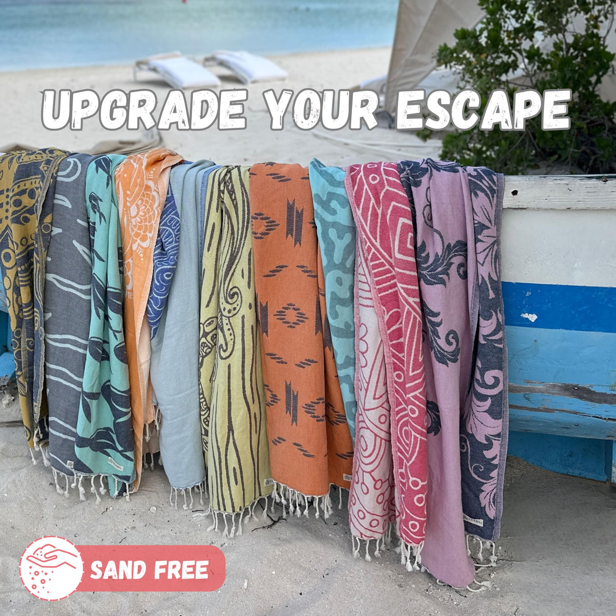 Luxurious Turkish Cotton Beach Towels Oversized (69 x 37 inch) - Sandless, Lightweight Quick Dry Beach Towel for Women- Easy to Pack, Travel Friendly -Beach Gifts for Women -, 100% Soft Cloud Cotton