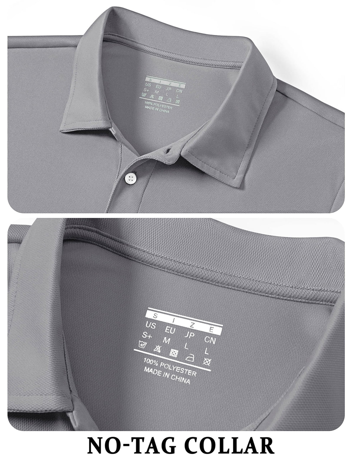 TACVASEN Mens Golf Shirt Dry Fit Mens Polo Shirts Short Sleeve Performance Golf Polos for Men with Collar Work Shirts Light Grey, S