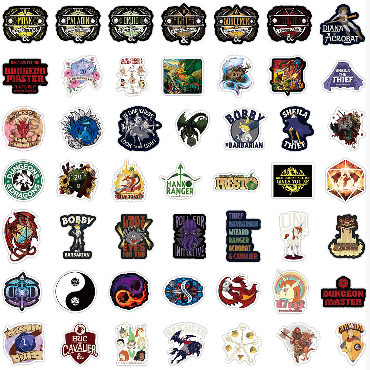 Dungeons and Dragons Stickers- 100Pcs Vinyl Waterproof Stickers for Teens, Gifts for Laptops, Car, Wall, Phone
