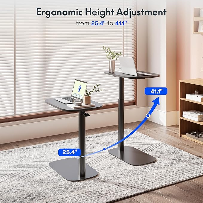 FLEXISPOT Adjustable C Table, Mobile Snack Side End Table Sofa Couch Bedside Table Laptop Cart TV Tray Night Stand Small Space Side Table(23.6" W x 13.8" D,Black)