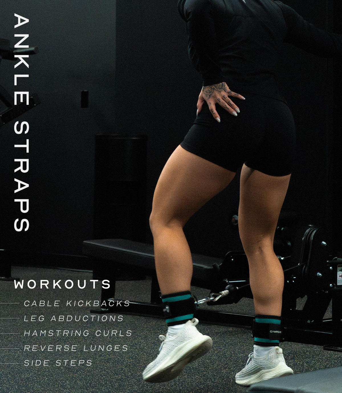 Gymreapers Ankle Straps (Pair) For Cable Machine Kickbacks, Glute Workouts, Lower Body Exercises - Adjustable Leg Straps with Neoprene Padding (Cyan, Pair)