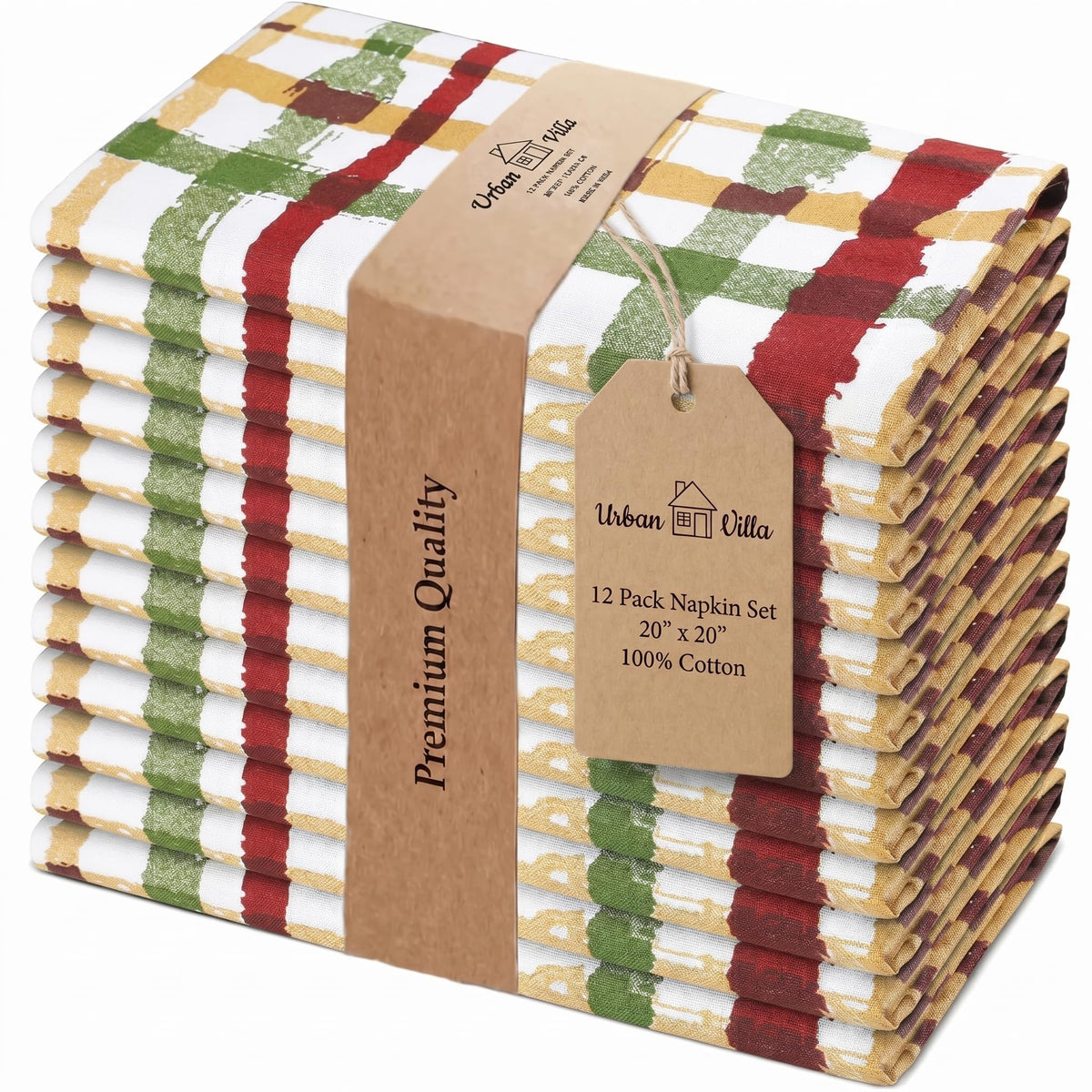 Urban Villa Cloth Napkins Cotton 20x20 (Set of 12) Rust