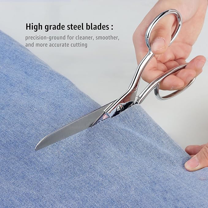 BoFuYuan Professional Stainless Steel Fabric Scissors 8-Inch Chrome Silver
