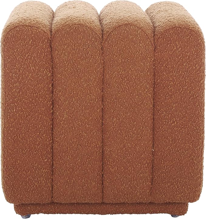 SAFAVIEH Home Collection Joseph Rust Boucle Channel Tufted Square Ottoman Seat Foot Rest (Fully Assembled)