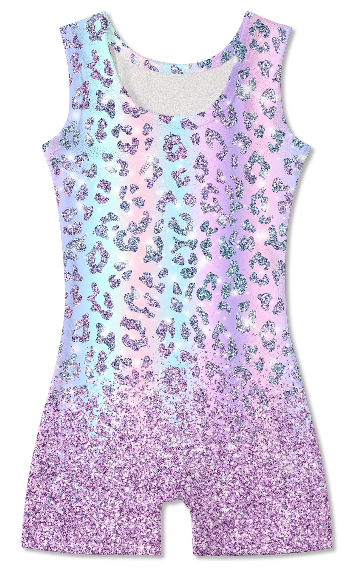 Funnycokid Gymnastics Leotards for Girls Kids Outfits Sparkly Clothes Ballet Unitard One Piece, Diamond Leopard Colorful Purple, 4-5T