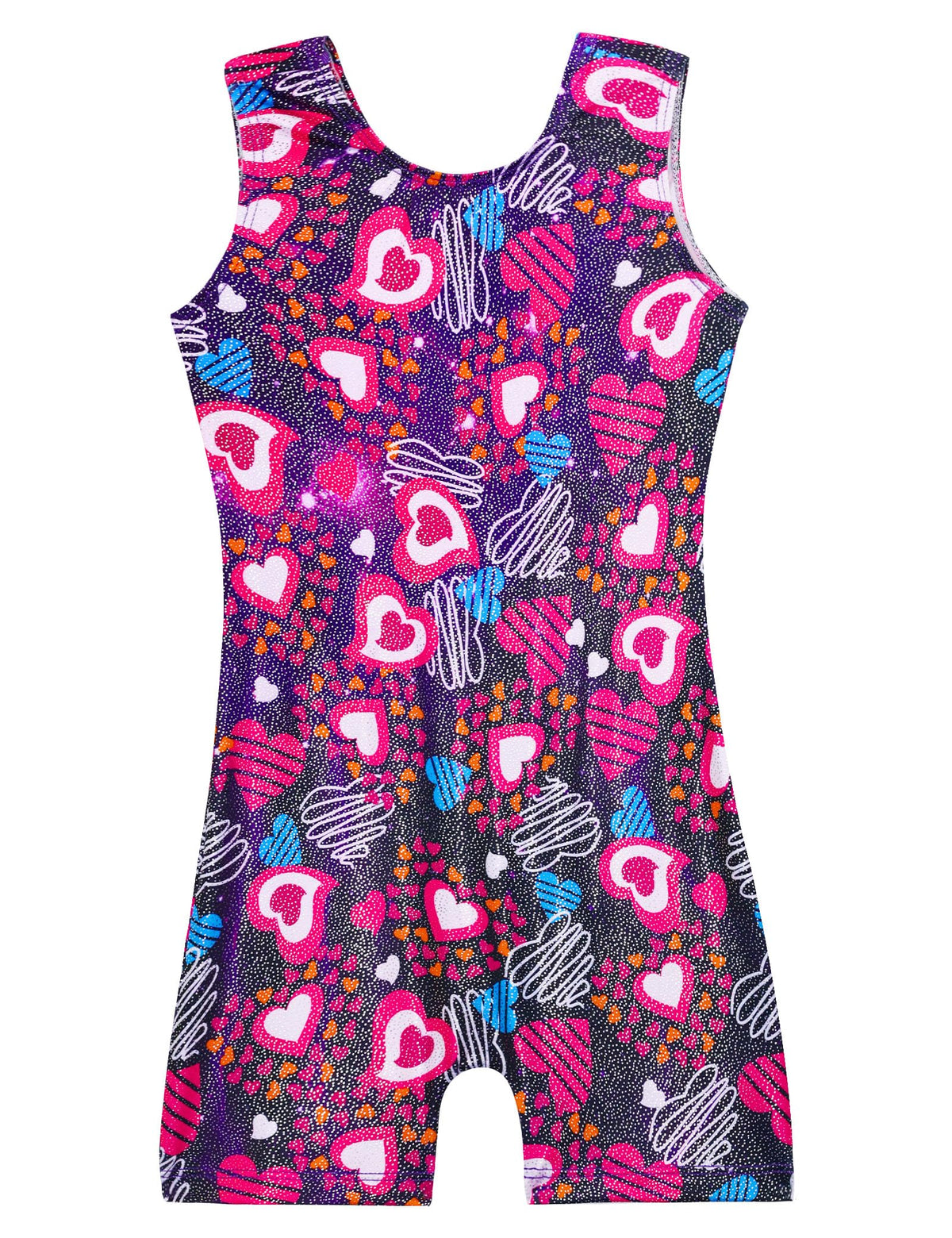 Domusgo Girls Gymnastics Leotards Size 7-8 Years Sparkle Heart Love Biketard with Shorts Fitted Ballet Outfits