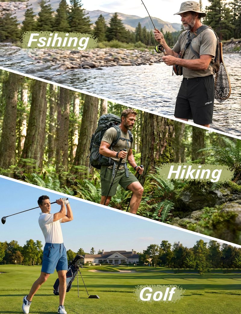 KPSUN Men's Hiking Cargo Shorts Quick Dry Stretch Casual Outdoor Golf Summer Shorts with 5 Pockets for Work Fishing Travel(SandKhaki M)