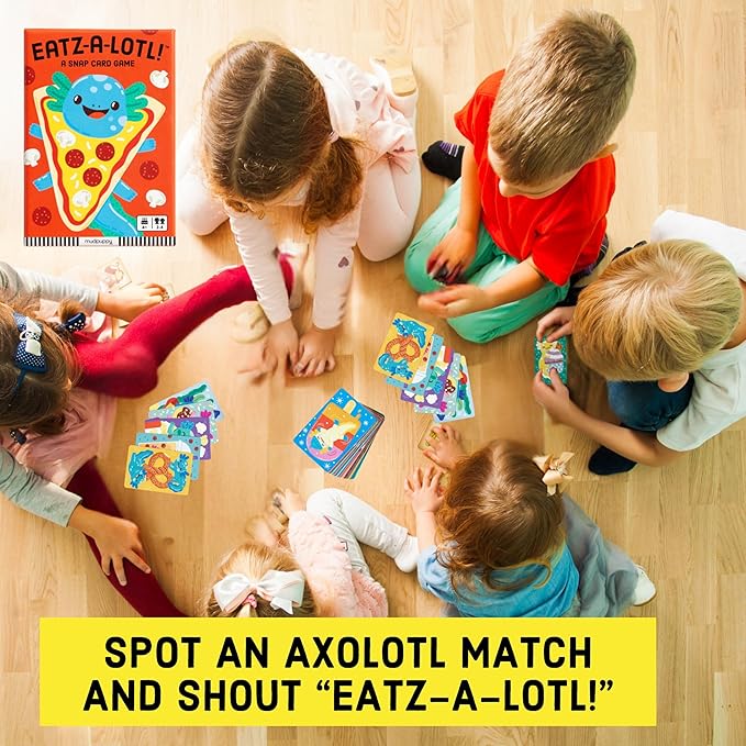 Mudpuppy Eatz-a-lotl! – Axolotl Version of Classic Kids Snap Card Game with Cute Illustrations of Axolotls for Children Ages 4 and Up, 2-4 Players