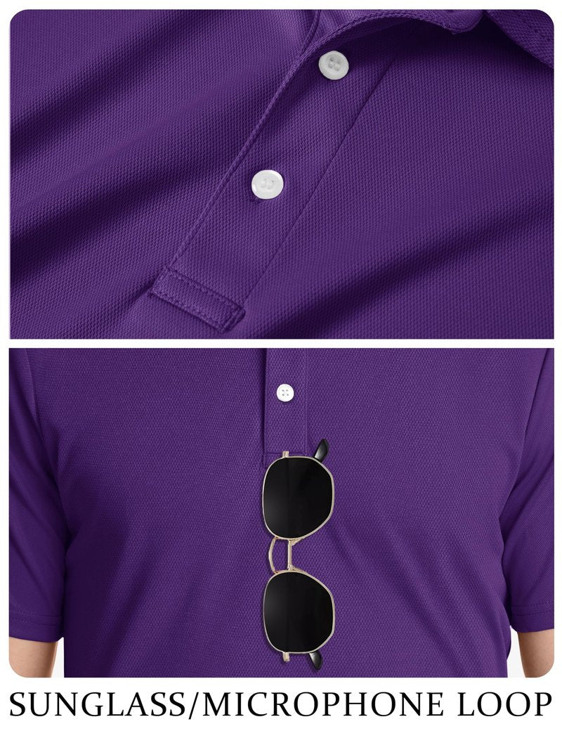 TACVASEN Mens Golf Shirt Dry Fit Mens Polo Shirts Short Sleeve Performance Golf Polos for Men with Collar Work Shirts Purple, XL