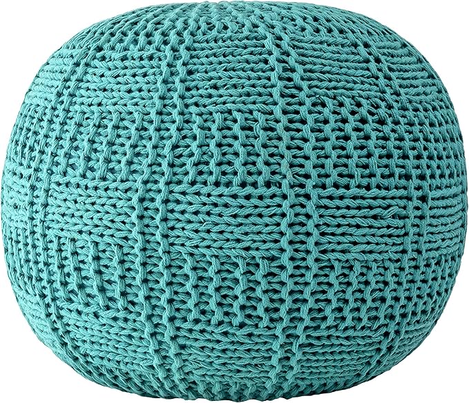 nuLOOM Berlin Casual Knitted Filled Ottoman Pouf