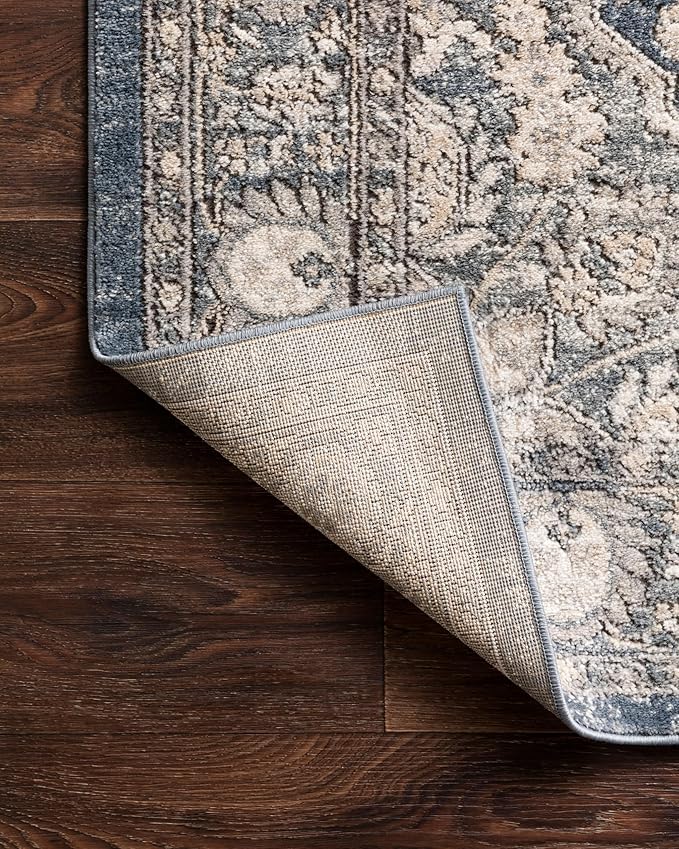 Loloi Teagan Collection TEA-01 Denim/Mist 5'-3" x 7'-6" Area Rug, Large, Soft Neutral Rug, High-Traffic for Living Room, Bedroom, Home Office, Dining Area
