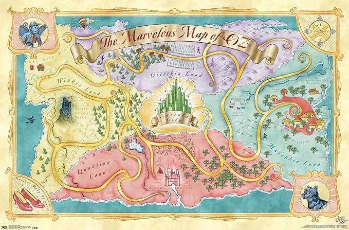 The Wizard Of Oz - Map Wall Poster, 19L" x 13W", Premium Unframed Version