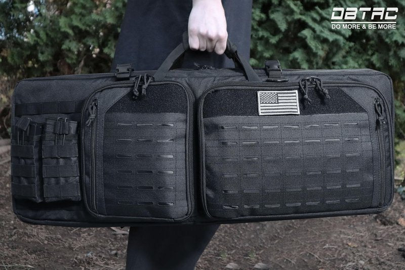 DBTAC Urban Classic Tactical Double Long Gun Bag Soft Rifle Case Pistol Transportation Case w/Backpack Strap for Range Shooting Outdoor Hunting (Black, 32" x 12“ Double Rifle Case)