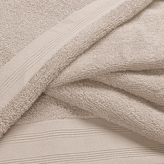 Ultra Soft 3 Pack Cotton Towel Set, Contains a Bath Towels 28x55 inch, a Hand Towels 16x24 inch & a Wash Coths 12x12 inch, Ideal Everyday use, Compact & Lightweight - Tan