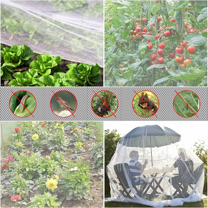 Garden Netting, 2 Pack 5x10Ft Ultra Fine Mesh Netting Pest Barrier Protection