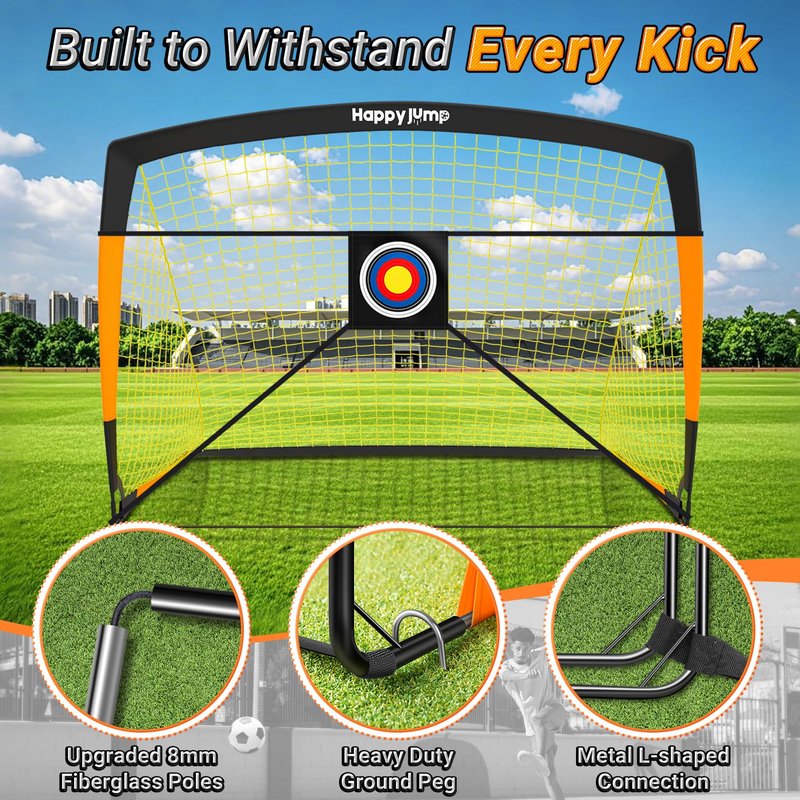 Happy Jump Soccer Goal Soccer Net for Kids Backyard 5x3.6ft, 2 Set
