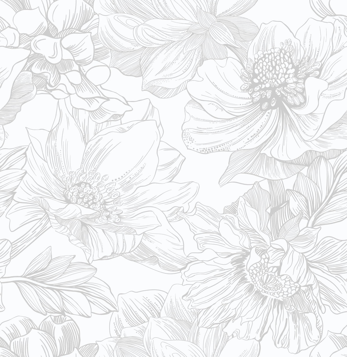 Ismoon Large Floral Peel and Stick Wallpaper Boho White/Grey Contact Paper 17.3inx6.5ft Removable Self Adhesive Bedroom Cabinet Mural Wall Decor Vinyl Roll