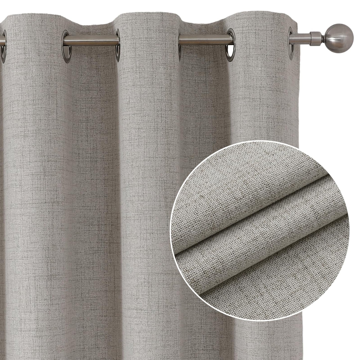 Joydeco 100% Blackout Curtains 84 Inch Length 2 Panels Set, Room Darkening Curtains for Bedroom, Grommets 100% Black Out Textured Thermal Light Blocking Drapes Privacy Protection, 52W x 84L Inch