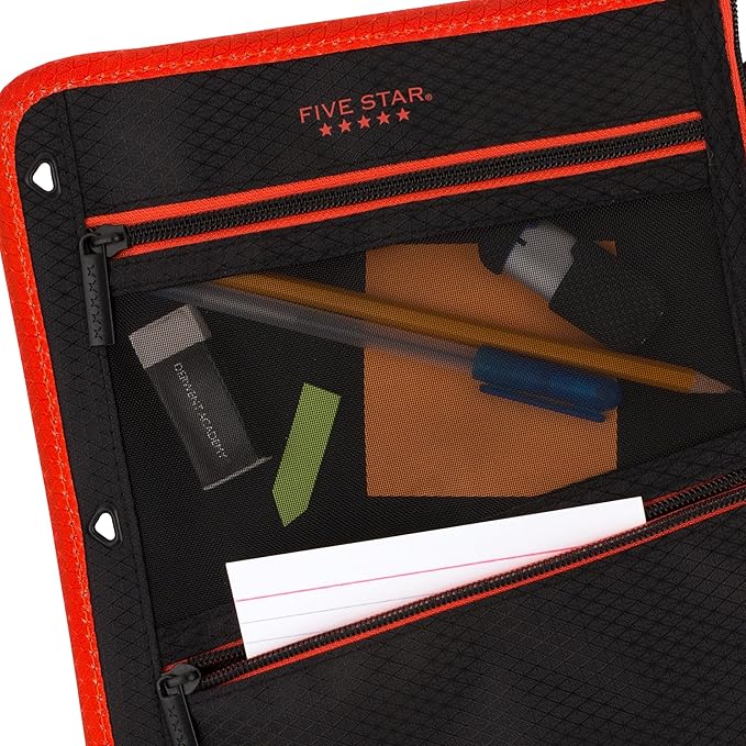 Five Star Pencil Pouch, Pen Case, 3-Pocket Zipper Pouch, Fits 3-Ring Binder, Random Color Shipped, 1 Count (50642) (Pack of 12)
