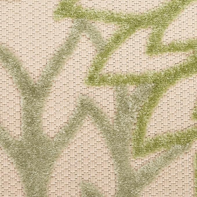 Nourison Home Aloha Tropical Indoor/Outdoor Ivory Green 6' x 9' Area Rug, Easy Cleaning, Non Shedding, Bed Room, Living Room, Dining Room, Backyard, Deck, Patio (6x9)