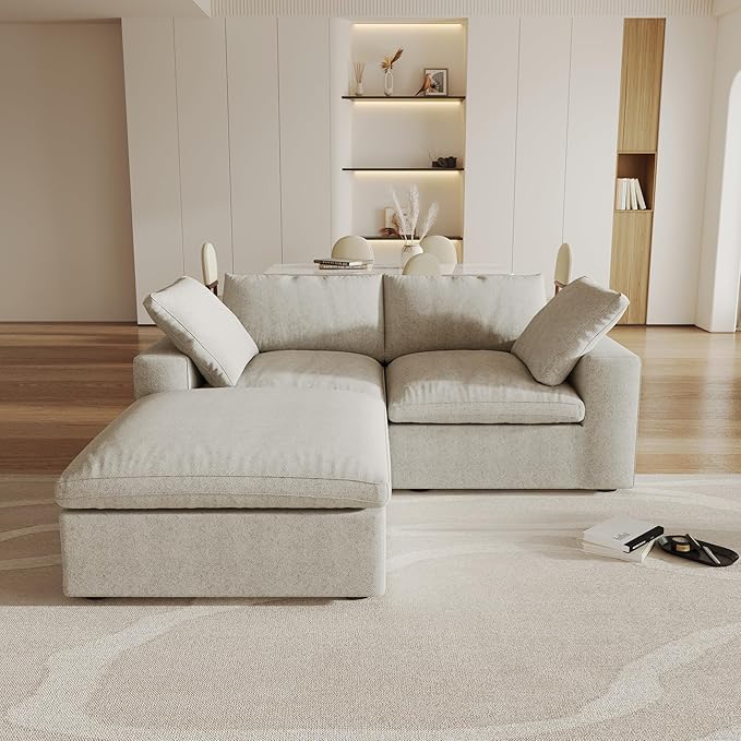 Cloud Modular Sectional Sofa Couch,80.3" L Shaped Convertible Couches with Storage Ottoman for Living Room,Minimalist Deep Sofa Couches,Sofa Covers Washable&Replaceable
