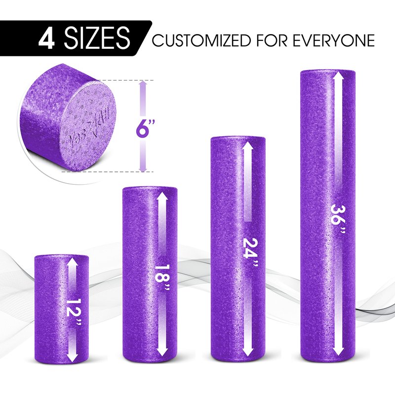 Yes4All High-Density EPP Round Back Roller Foam, Exercise Foam Roller for Yoga, & Pilates, Multiple Sizes and Colours, Purple - 18 inches