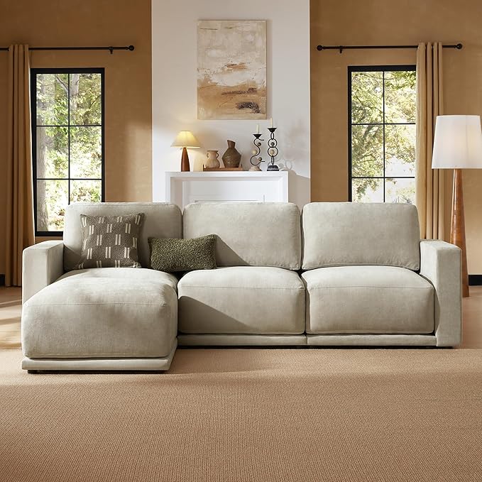 CHITA 116" Sectional Couches for Living Room, Modular Sectional Sofa with Chaise, Comfortable 8-Layer Cushion Structure Design, 4 Seat L Shaped Couch, Chenille in Taupe