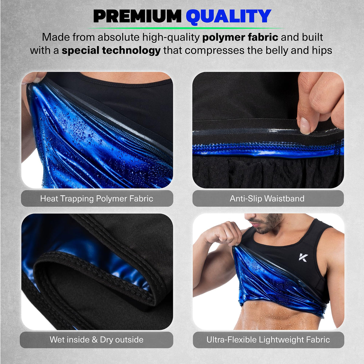 Kewlioo Men's Heat Trapping Pullover Sweat Enhancing Vest - Sauna Suit Shirt Compression Vest Shapewear Top for Gym Exercise (Multicolor, XX-Large-3X-Large)