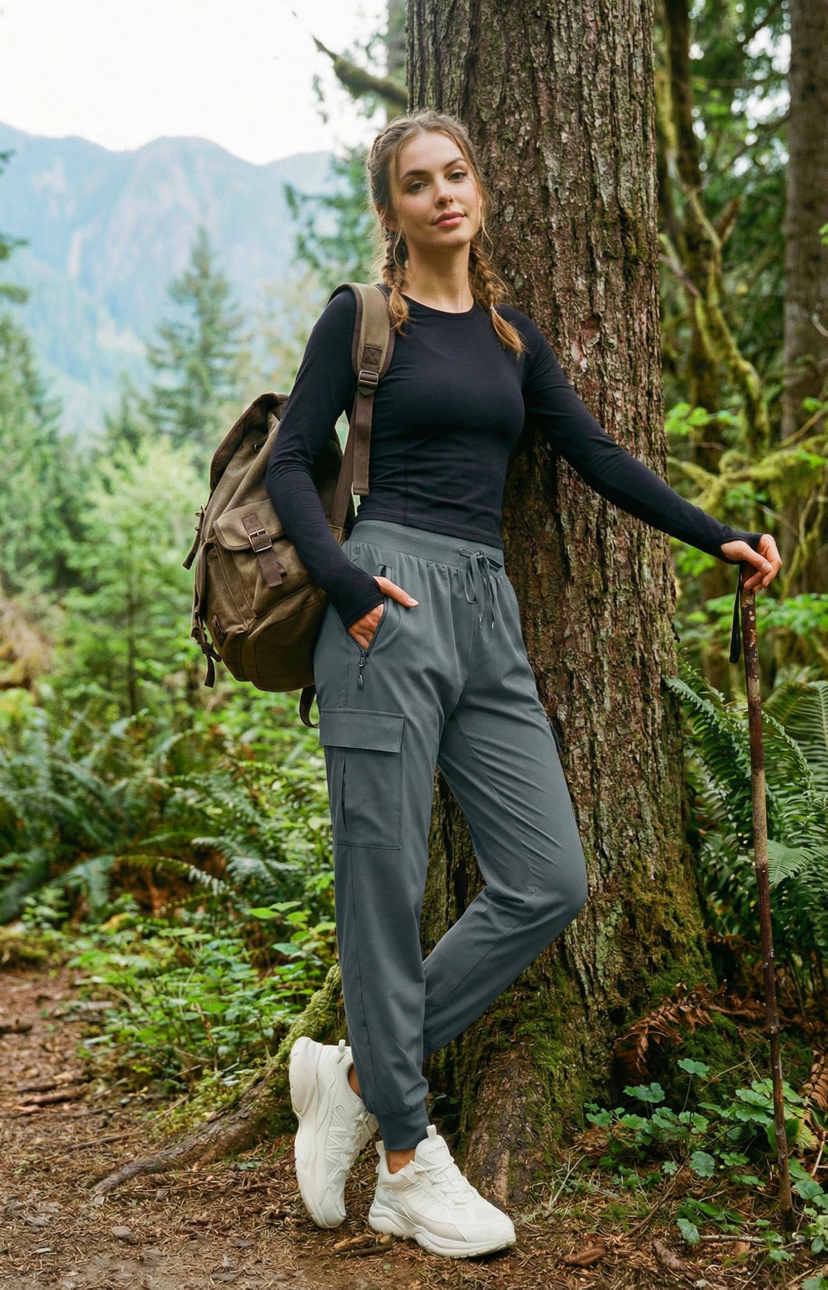 Libin Women's Cargo Joggers Lightweight Quick Dry Hiking Pants Athletic Lounge Casual Travel Tall, Steel Gray XS