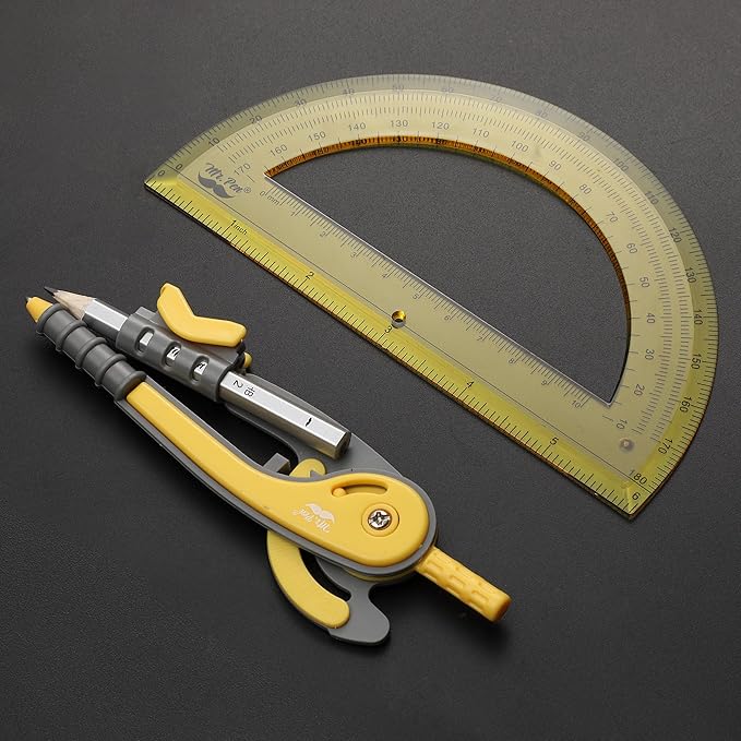 Mr. Pen- Compass and Protractor Set, Math Compass for Geometry and Drawing