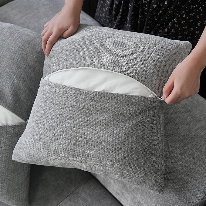 JACH 183.5 Inch U-Shaped Modular Sectional Sofas, Modern 4-Seater Couch with Chaise Ottomans, Mid Century Modern Sectional Couches, Cozy Sleeper Sofa for Living Room (Linen Fabric, Grey)