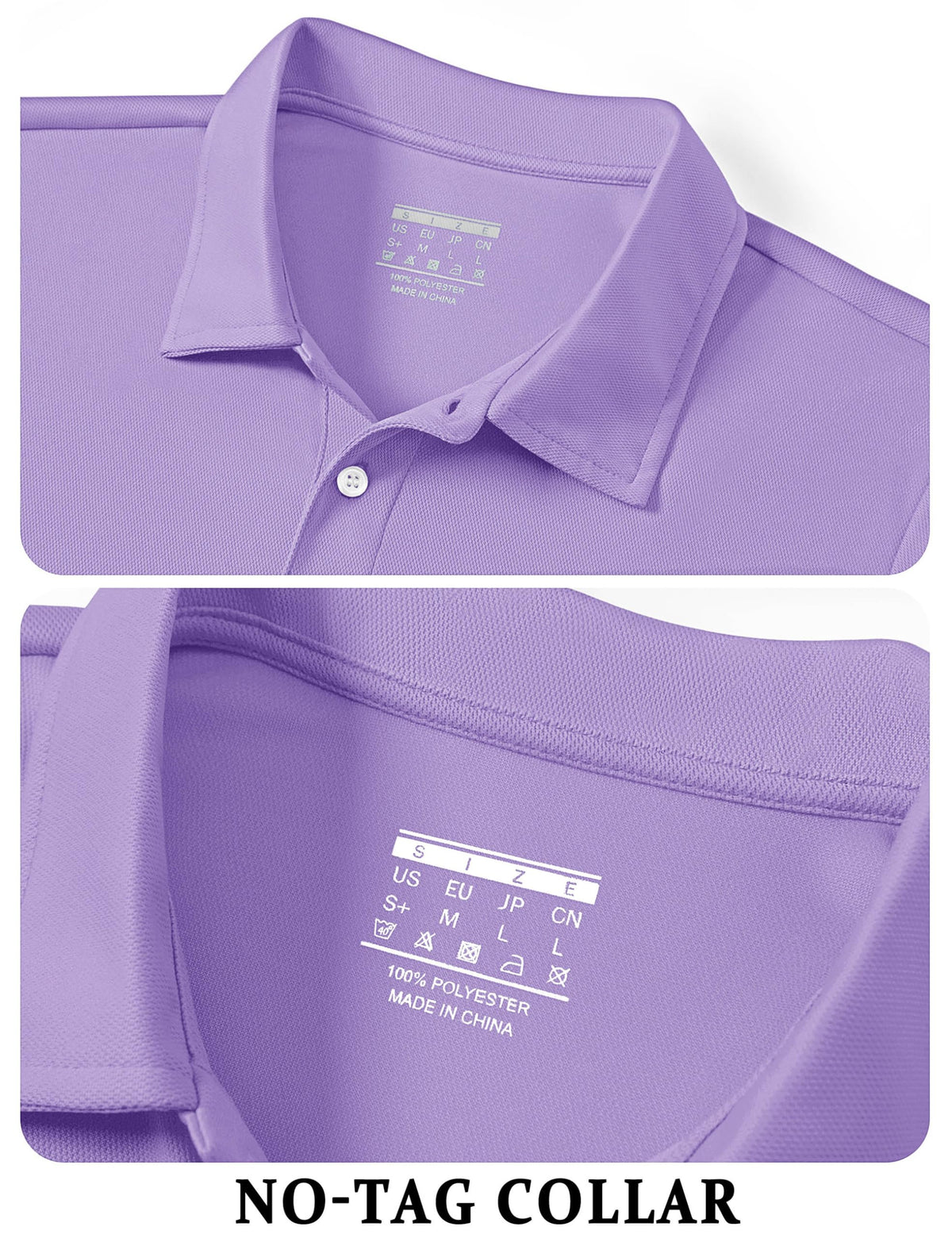 TACVASEN Mens Golf Shirt Dry Fit Mens Polo Shirts Short Sleeve Performance Golf Polos for Men with Collar Work Shirts Light Purple, XL
