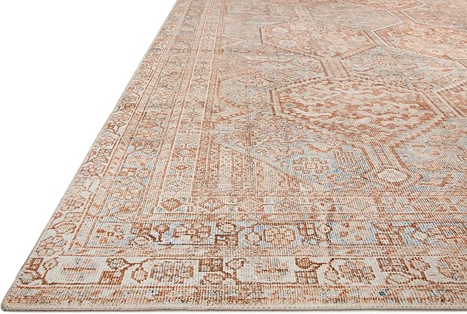 Loloi Chris Loves Julia Jules Collection JUL-04 Tangerine/Mist 7'-6'' x 9'-6'', .13" Pile Height, Area Rug