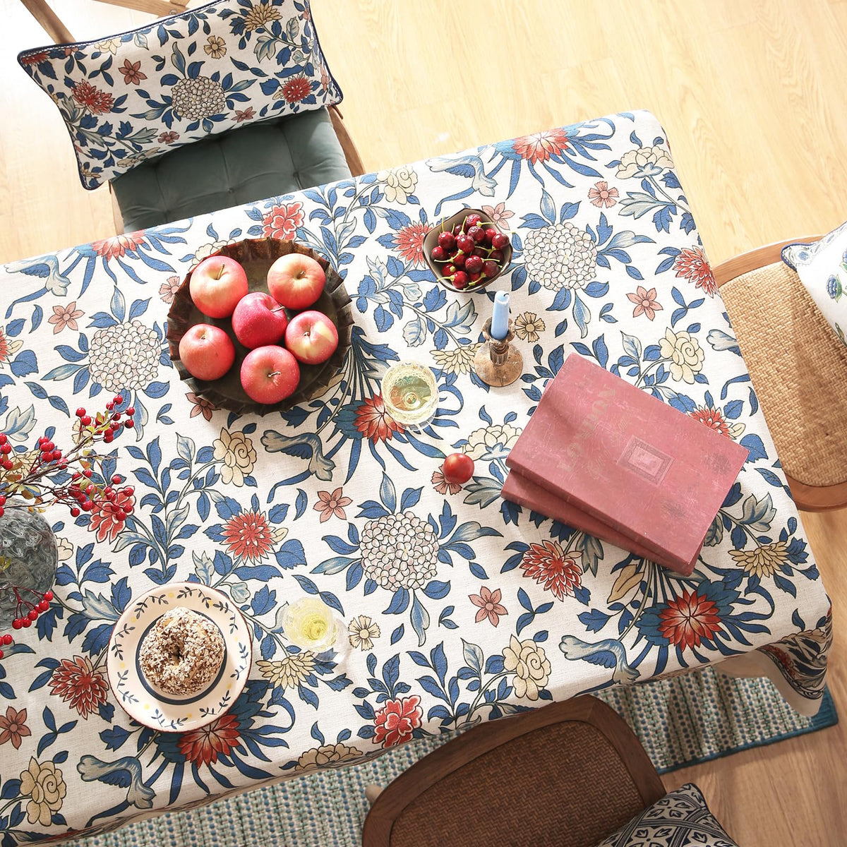 patdrea Vintage French Linen Tablecloth,Rectangular,71"x55"-Wensel