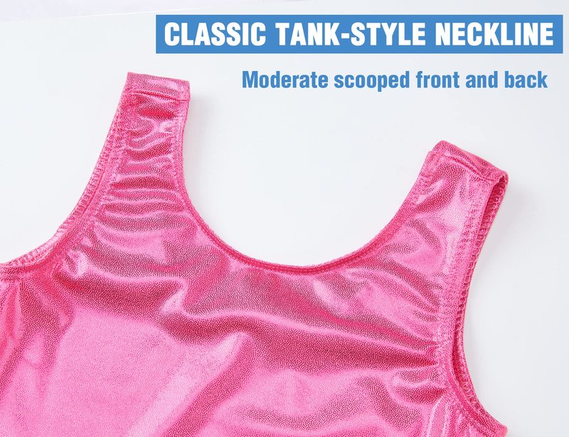 TENVDA Gymnastics Leotards for Girls Size 2t 3t Metallic Hotpink One Piece Tank Unitard