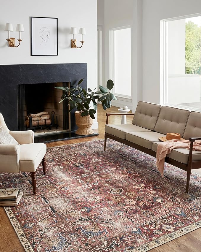 Loloi Chris Loves Julia Jules Collection JUL-01 Merlot/Multi 7'-6'' x 9'-6'', .13" Pile Height, Area Rug